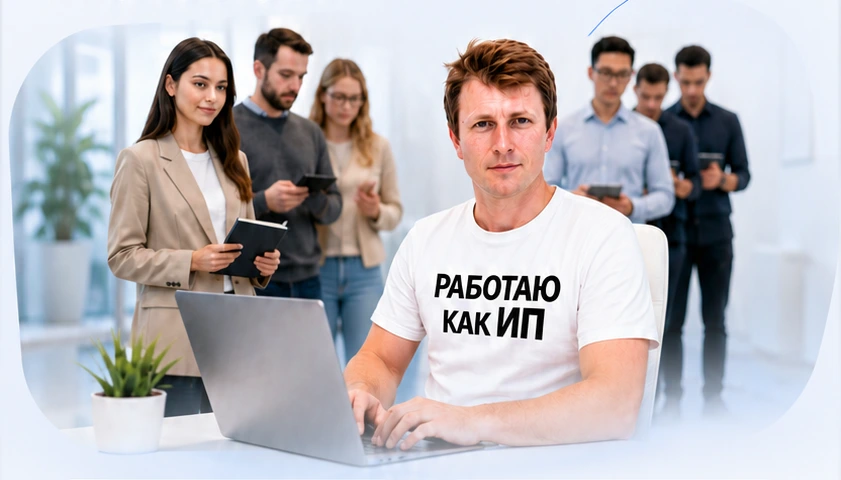 Команда и Владимир за ноутбуком